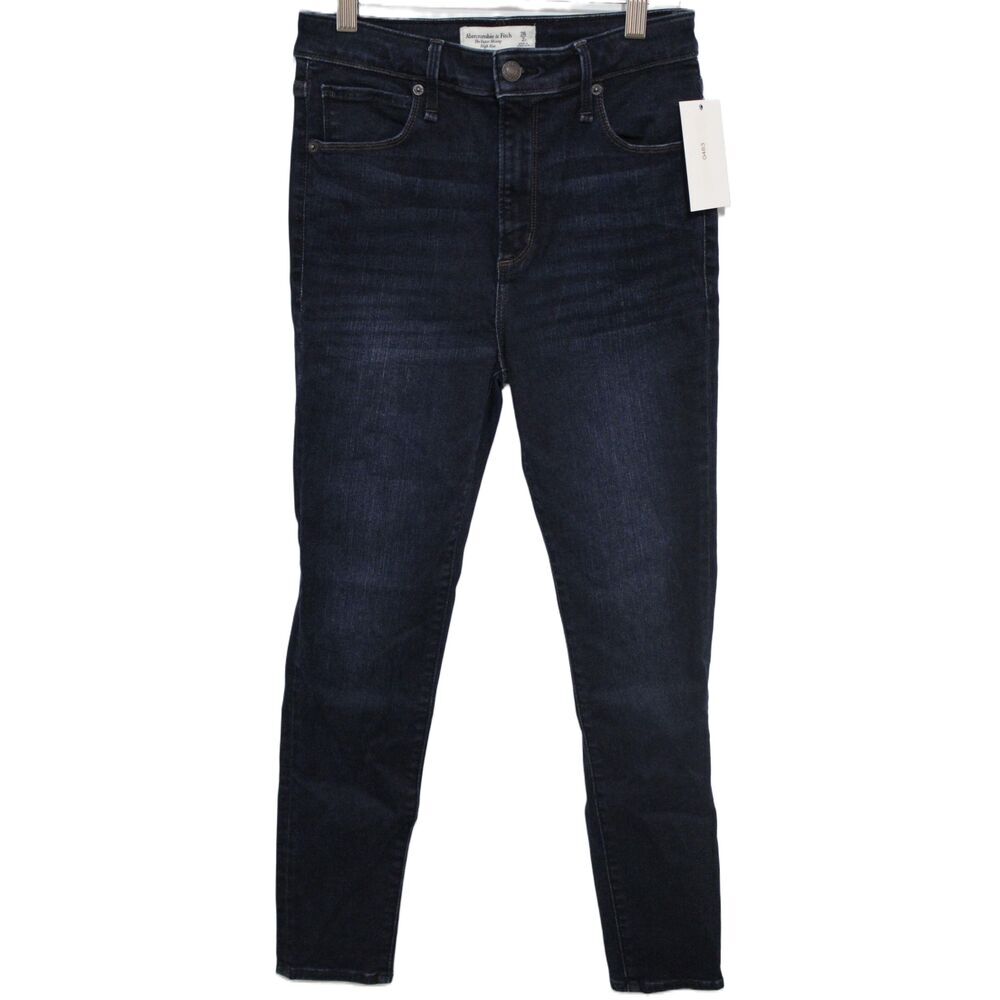 Womens Abercrombie & Fitch The Super Skinny High Rise Blue Denim Jeans Size 26 2